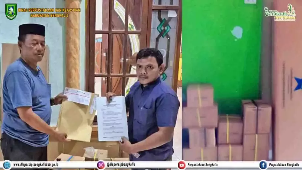 Perpustakaan Masjid Binaan Dispersip Bengkalis Terima 1000 Bahan Bacaan Bermutu dan Rak Buku dari Perpusnas RI
