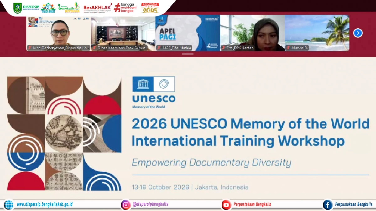 Dispersip Kabupaten Bengkalis Mengikuti Pembukaan 2026 UNESCO Memory of the World International Training Workshop Bertema “Empowering Documentary Diversity”